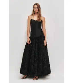 Aje Colette Corset Textured Maxi Dress Black Size AU 14 for rent on The Volte - image 1