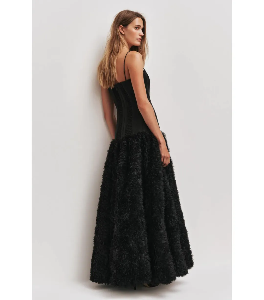 Aje Colette Corset Textured Maxi Dress Black Size AU 14 for rent on The Volte - main image
