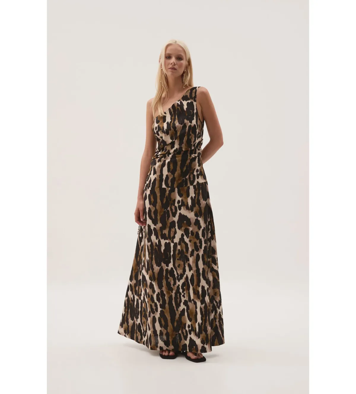 Aje Daze One Shoulder Maxi  Dress Animal Print Size 10 for rent on The Volte - main image