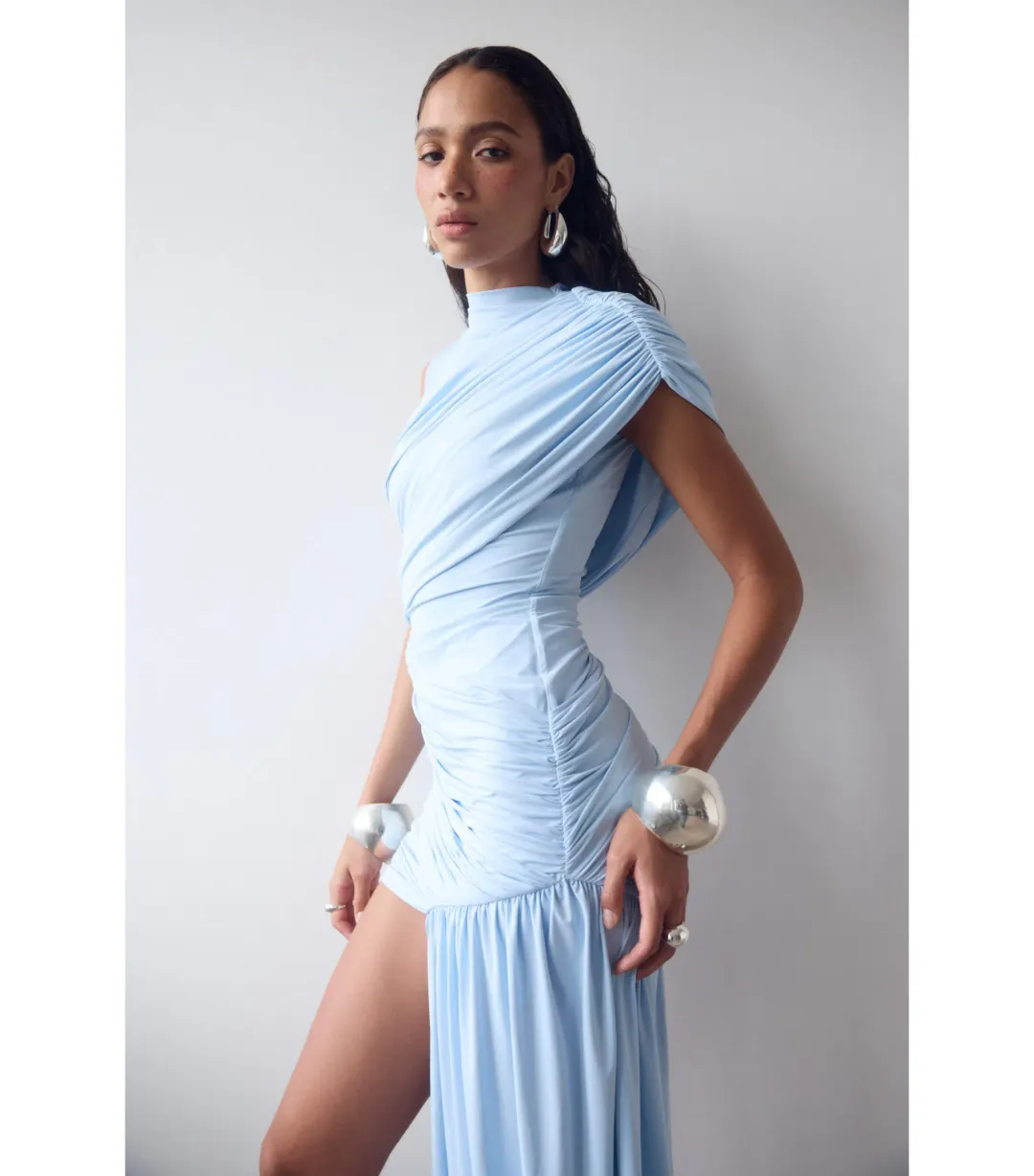 De La Vali Ravenna Mini Dress in Sky Blue Size AU 4  for rent on The Volte - main image