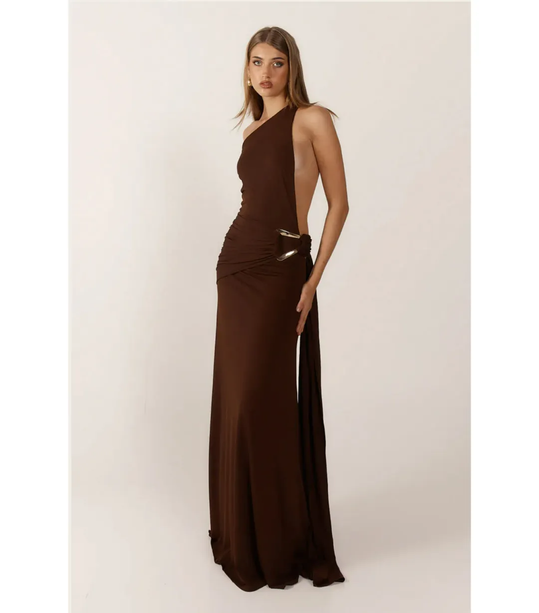 Ance Gria Gaia Maxi Gown Brown Size XS / AU 6 for rent on The Volte - main image