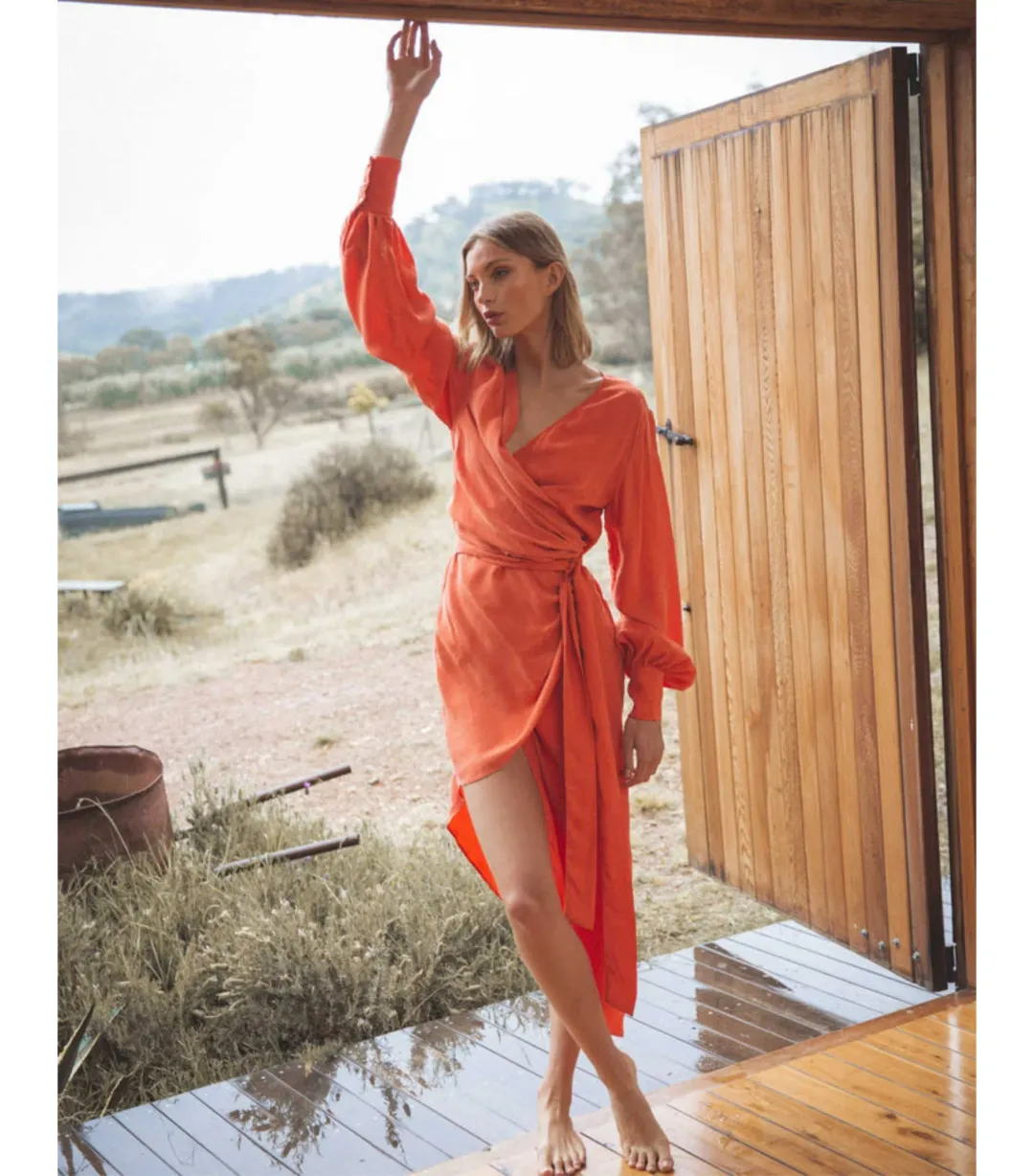 Winona Mirabelle Asymmetrical Dress Orange Size AU 8  for rent on The Volte - main image