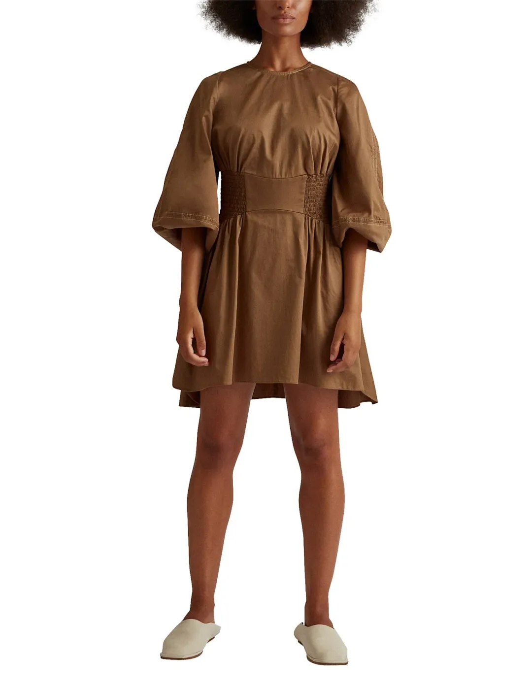 Camilla and Marc - Willis Walnut Cotton Mini Dress for rent on The Volte - main image
