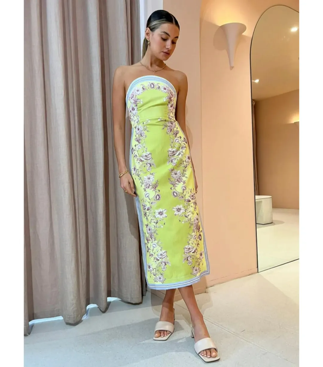 Alemais Marlow Bodice Midi Dress Print Size AU 6 for rent on The Volte - main image