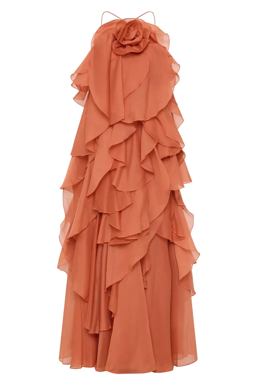 Aje Pandorea Layered Maxi Dress Coral Clay Size AU 8 for rent on The Volte - main image