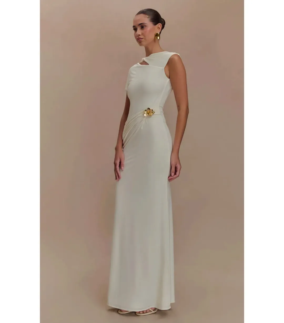 Meshki Kaida Slinky Maxi Dress Ivory Size S / AU 8 for rent on The Volte - main image