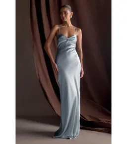 Meshki Lilly Sweetheart Satin Maxi Dress Frosted Blue Size S / AU 8 for rent on The Volte - image 1