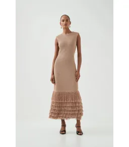 Aje Breeze Knit Midi Dress Rose Gold Size XS / AU 6 for rent on The Volte - image 1