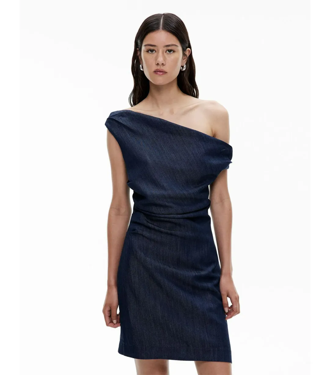 Witchery Off Shoulder Denim Mini Dress Blue Size AU 8  for rent on The Volte - main image