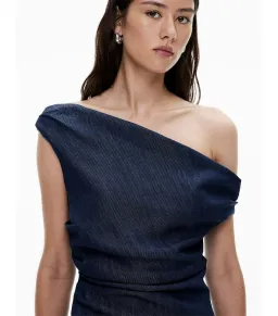 Witchery Off Shoulder Denim Mini Dress Blue Size AU 8  for rent on The Volte - image 3