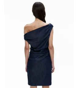 Witchery Off Shoulder Denim Mini Dress Blue Size AU 8  for rent on The Volte - image 4