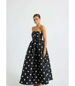 Pasduchas Dottie Strapless Midi Dress Black/Cream Size AU 8 for rent on The Volte - image 2