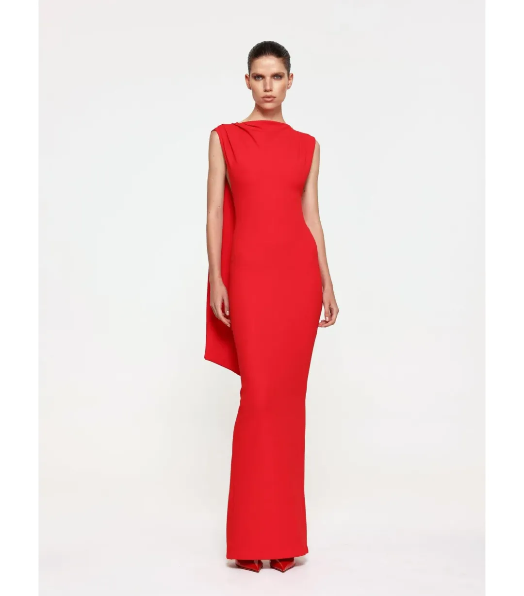 Effie Kats Audrey Maxi Gown Cherry Red Size Small / AU 8 for rent on The Volte - main image