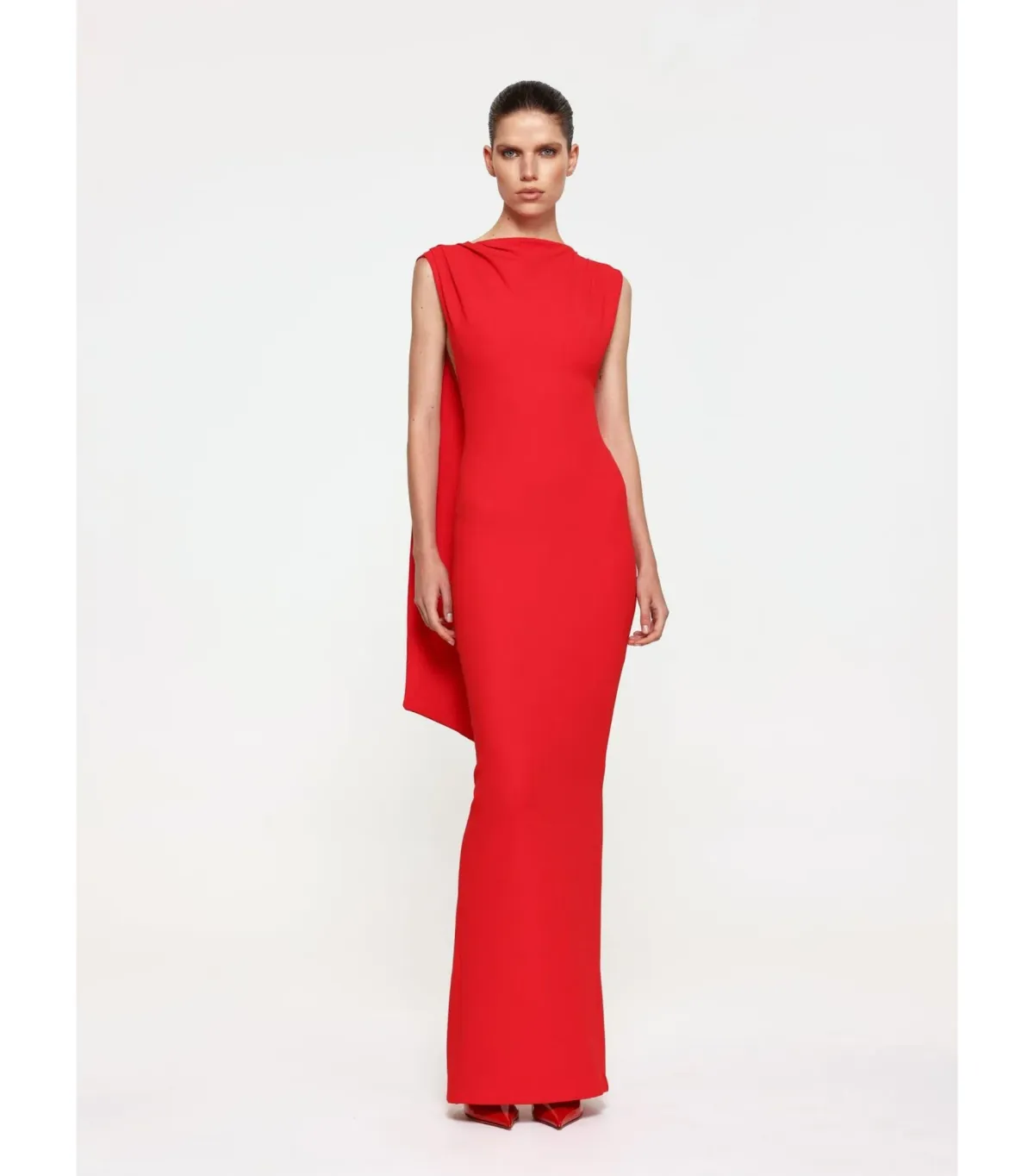 Effie Kats Audrey Maxi Gown Cherry Red Size Small / AU 8 for rent on The Volte - main image
