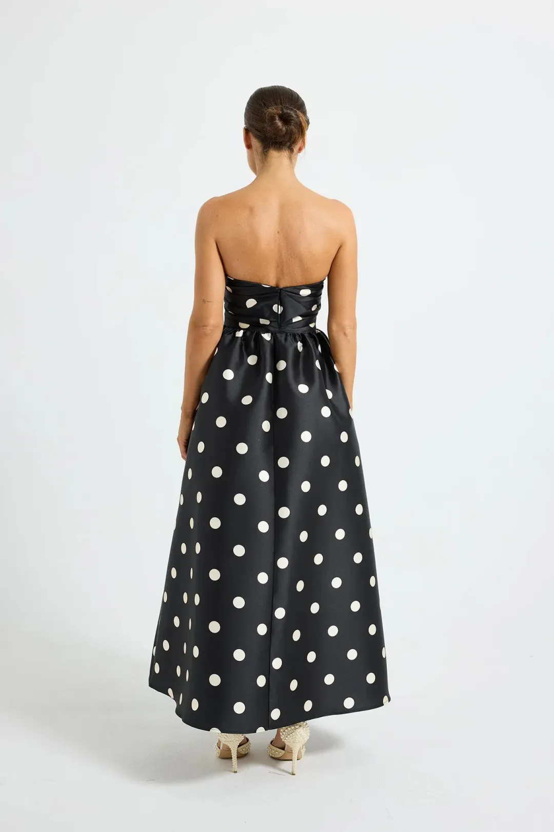 Pasduchas Dottie Strapless Midi Dress size 12 for rent on The Volte - main image