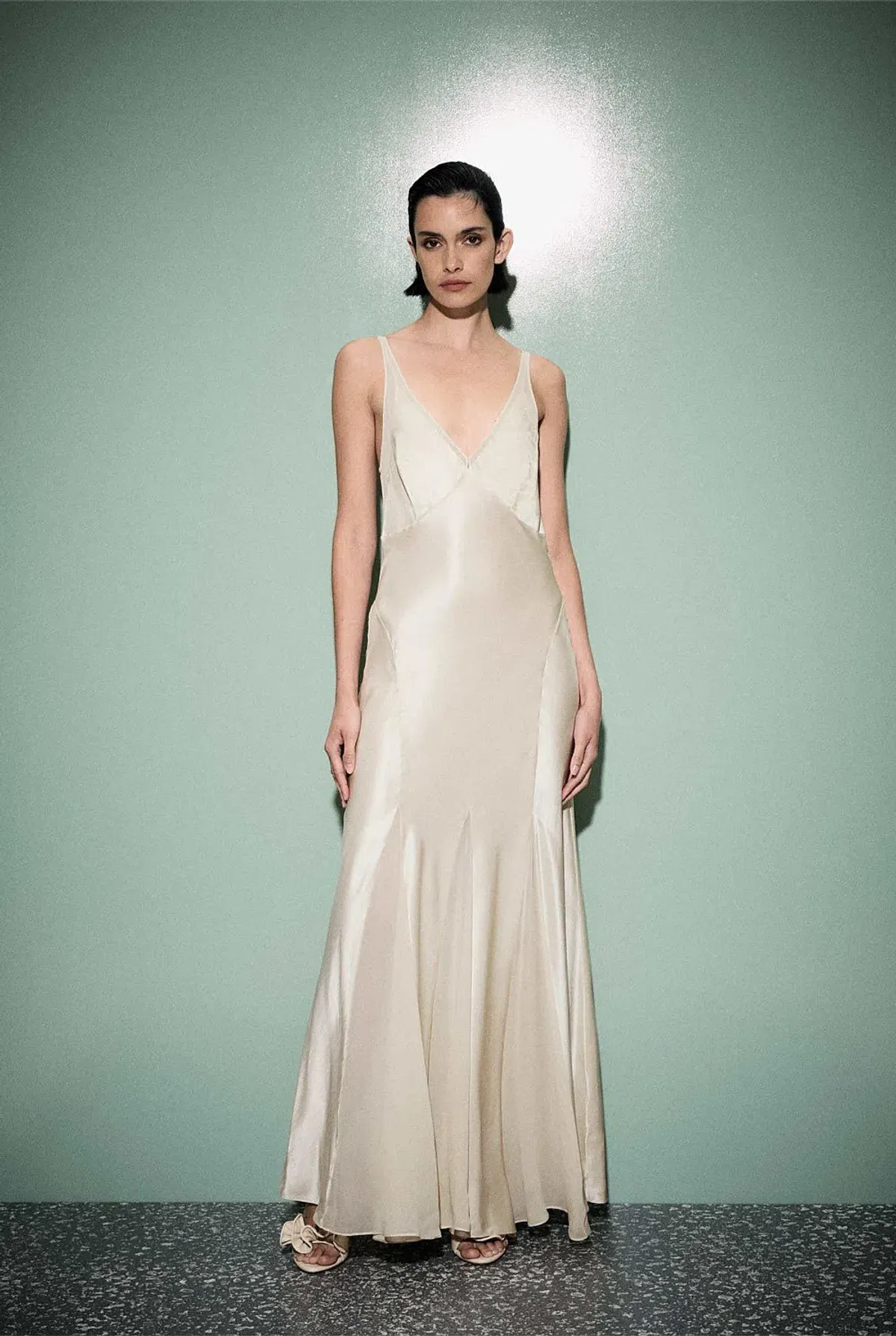 Witchery Sheer Insert Maxi Dress in Parchment Off-White Size AU 8  for rent on The Volte - main image