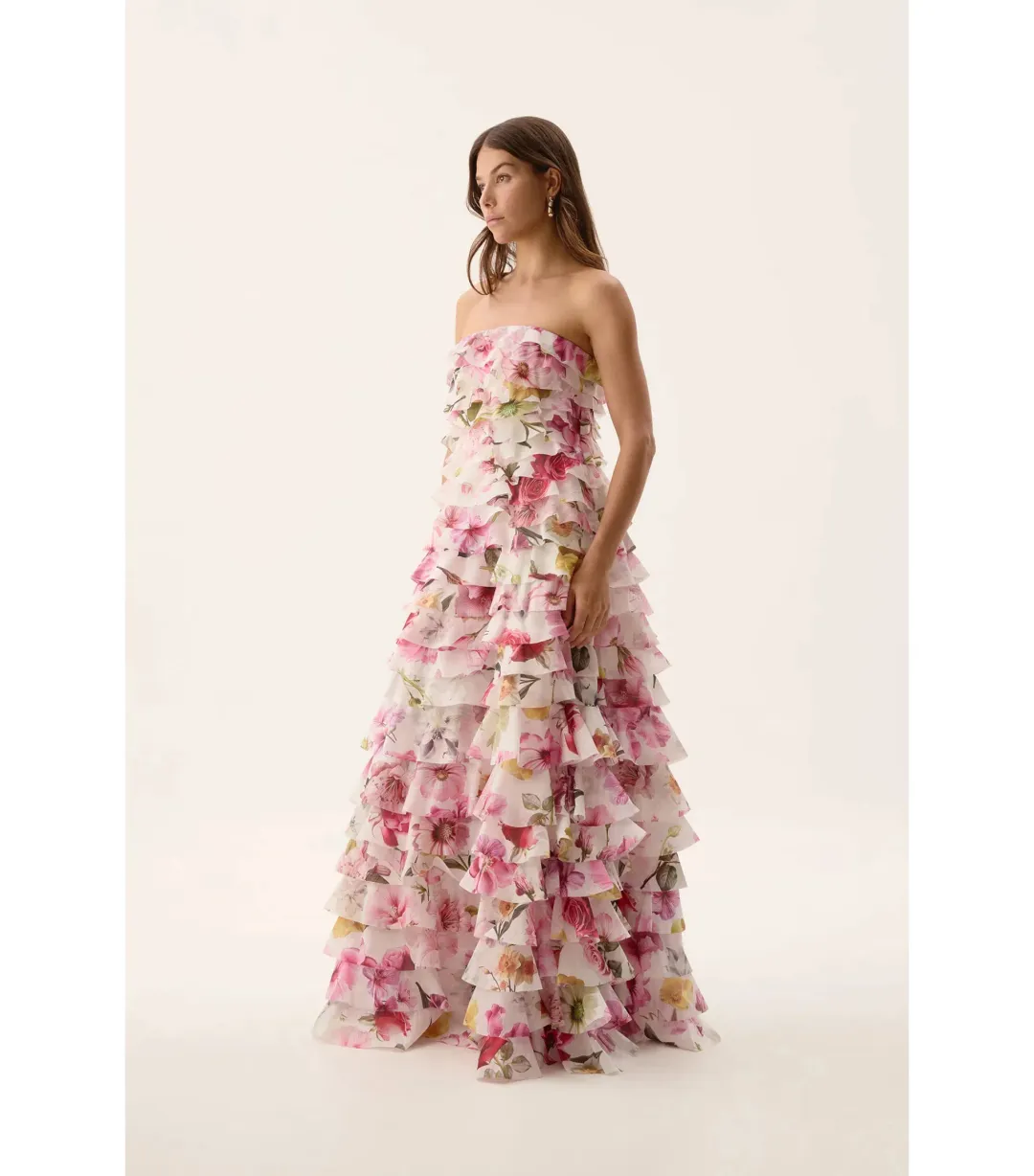 Aje Fleur Pleated Maxi Gown in Collage Floral Size AU 4 for rent on The Volte - main image