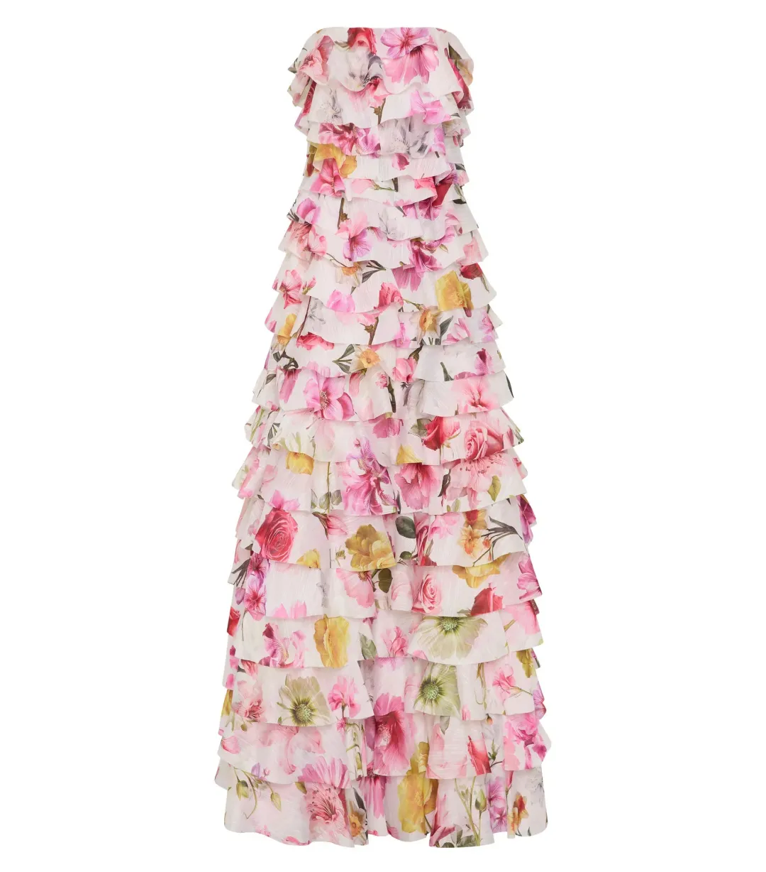 Aje Fleur Pleated Maxi Gown in Collage Floral Size AU 4 for rent on The Volte - main image