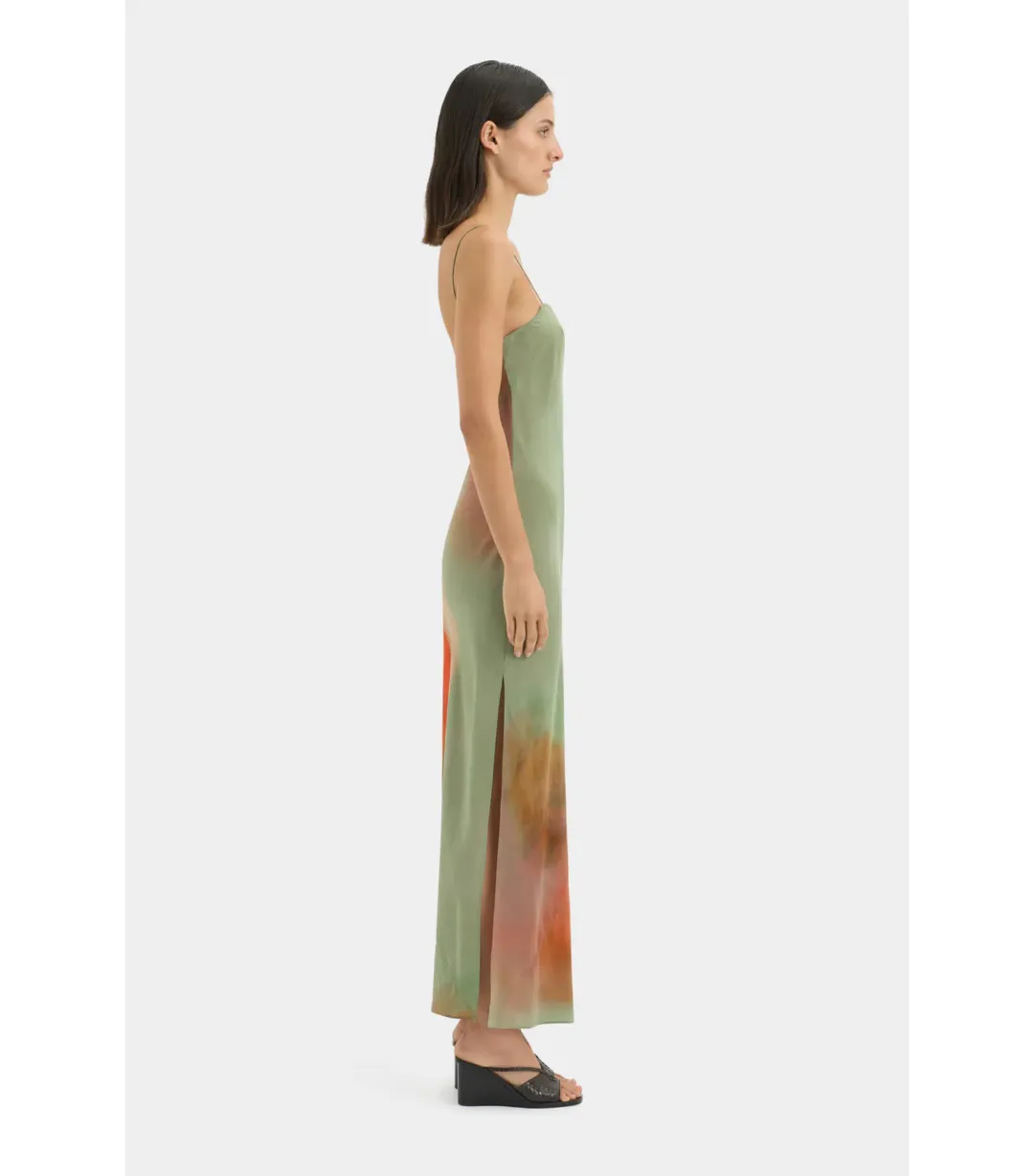Sir the Label Calle Slip Midi Dress in Acquerello Print Size AU 10 for rent on The Volte - main image