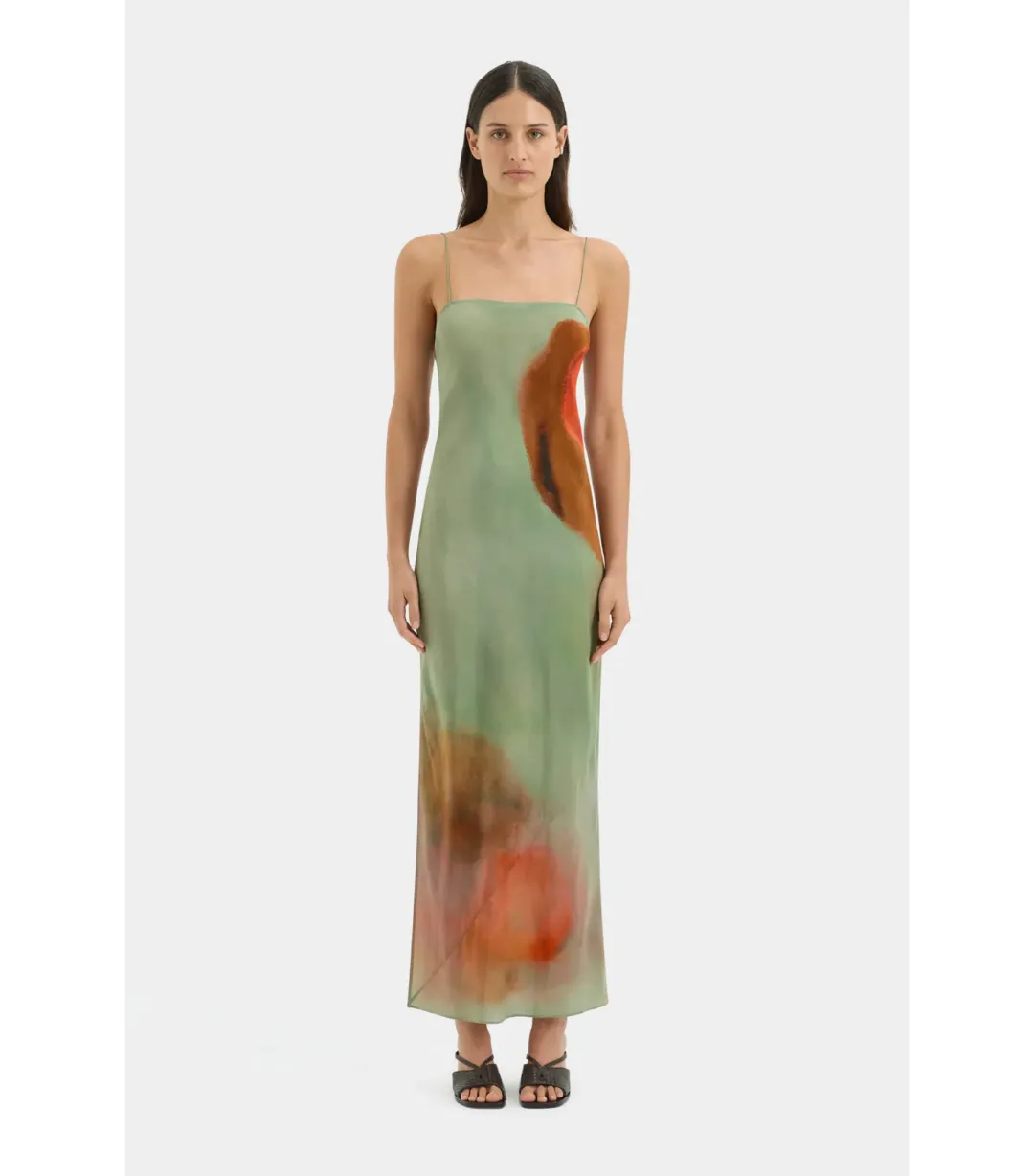 Sir the Label Calle Slip Midi Dress in Acquerello Print Size AU 10 for rent on The Volte - main image