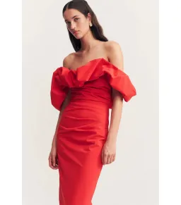 Shona Joy Campbell Off Shoulder Bubble Maxi Dress Goji Size AU 8  for rent on The Volte - image 2