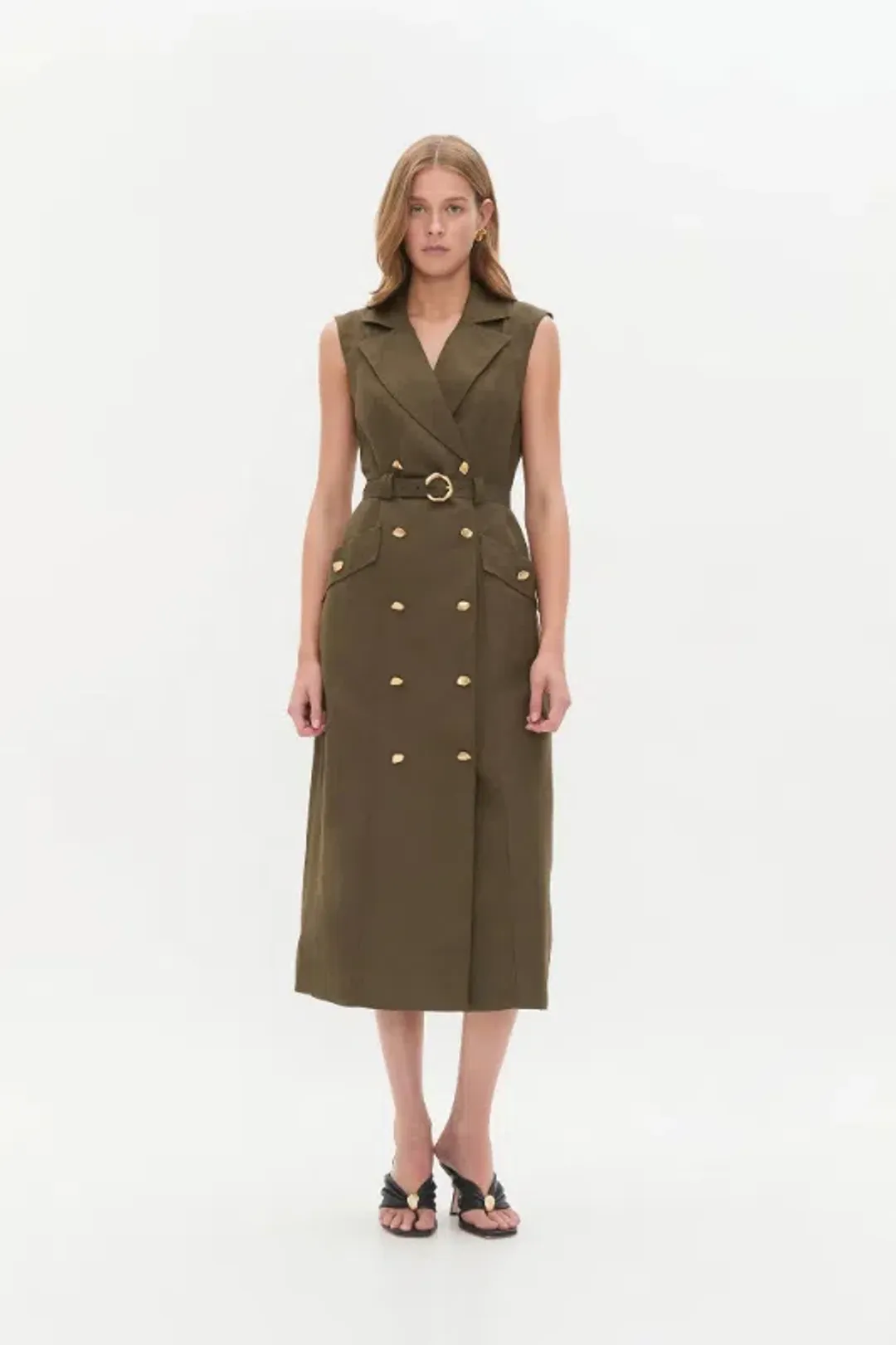 Aje  Blake Utility Midi Dress Khaki Size AU 14 for rent on The Volte - main image