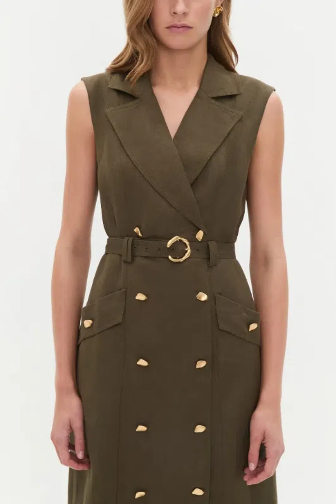 Aje  Blake Utility Midi Dress Khaki Size AU 14 for rent on The Volte - main image