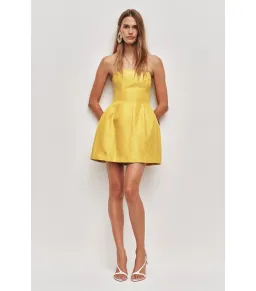 Aje Baret Strapless Mini Dress in Chartreuse Size AU 8 for rent on The Volte - image 2