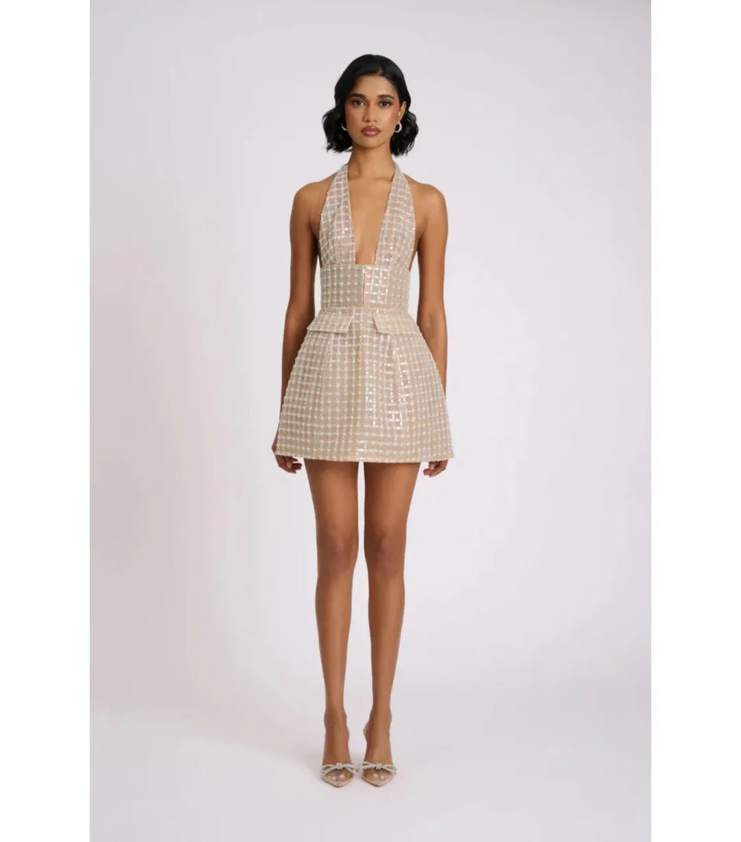 Eliya the Label Roberta Mini Dress Silver Size AU 8 for rent on The Volte - main image