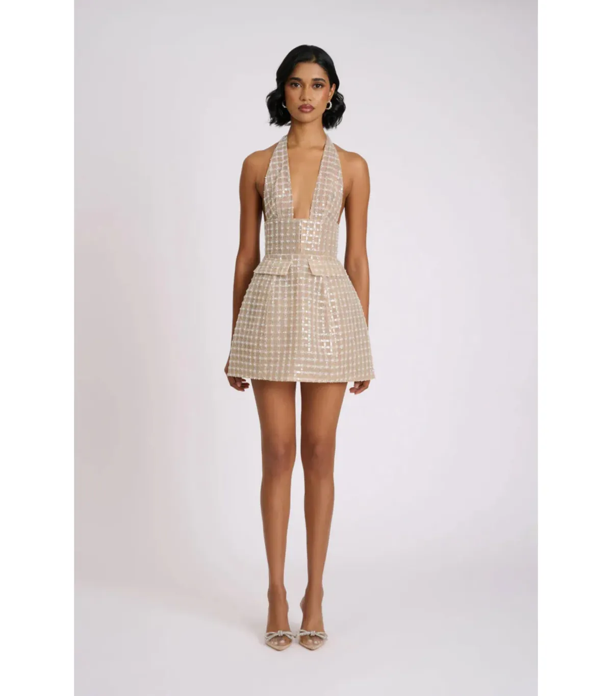 Eliya the Label Roberta Mini Dress Silver Size AU 8 for rent on The Volte - main image