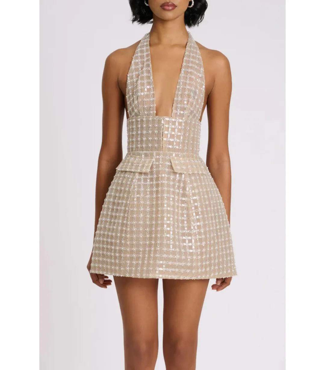 Eliya the Label Roberta Mini Dress Silver Size AU 10 for rent on The Volte - main image