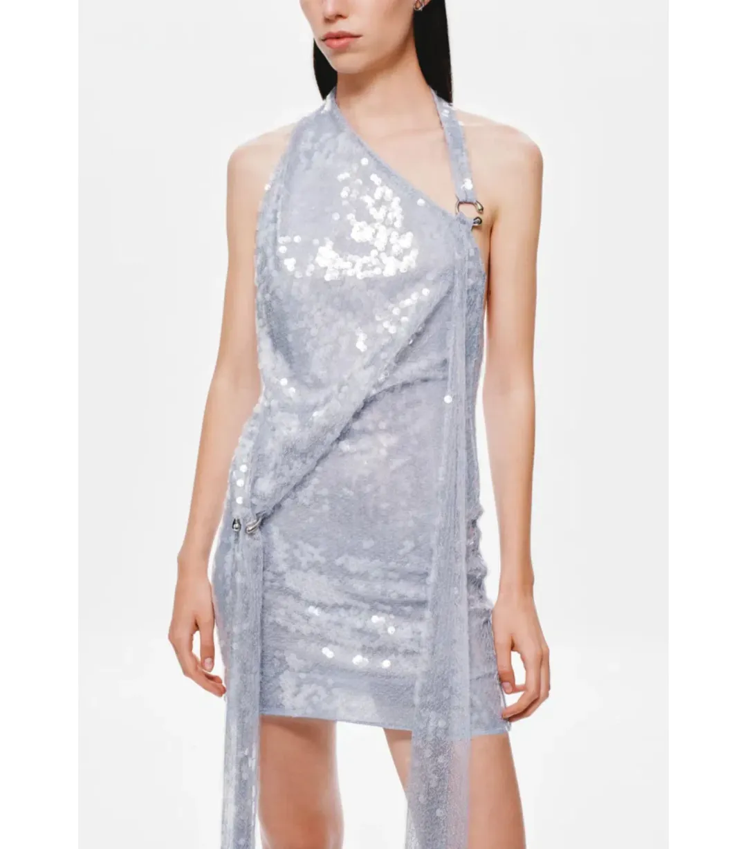 MISHA Riviera Sequin Mini Dress Cloud Blue Size S / AU 8  for rent on The Volte - main image