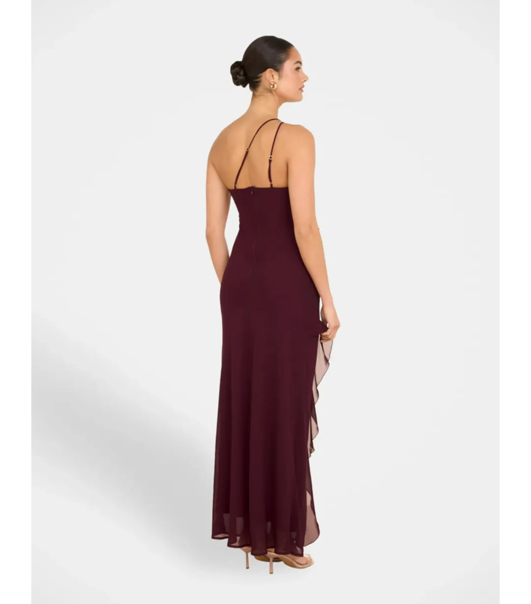 Pilgrim Dietrich One Shoulder Maxi Gown Burgundy Size AU 8 for rent on The Volte - main image