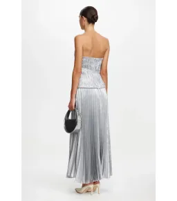 Acler Rockland Midi Dress in Dove Metallic Size AU 6 for rent on The Volte - image 3
