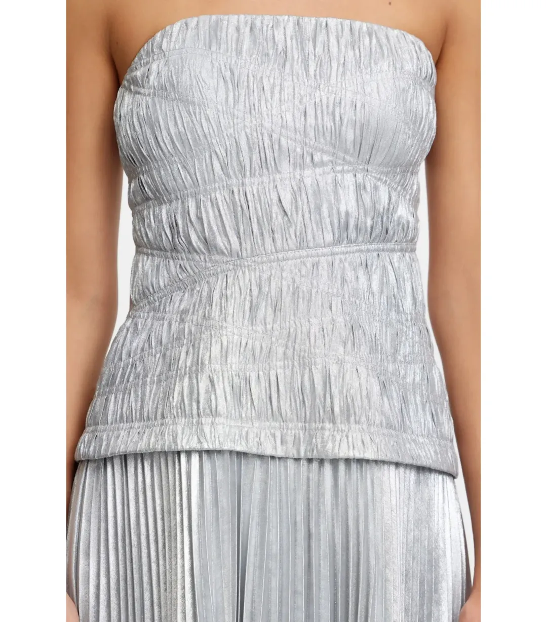 Acler Rockland Midi Dress in Dove Metallic Size AU 6 for rent on The Volte - main image