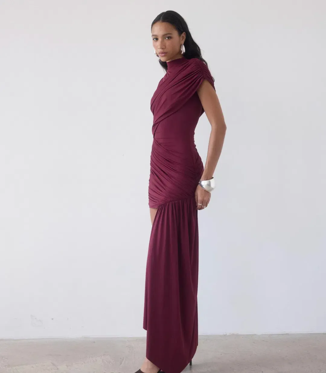 De La Vali Ravenna Mini Dress in Earth Spandex Red Jersey Size AU 6  for rent on The Volte - main image