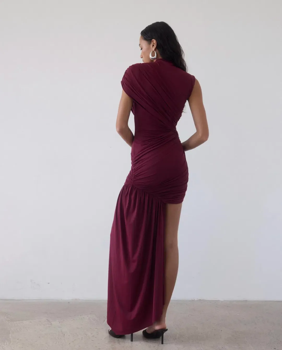 De La Vali Ravenna Mini Dress in Earth Spandex Red Jersey Size AU 6  for rent on The Volte - main image
