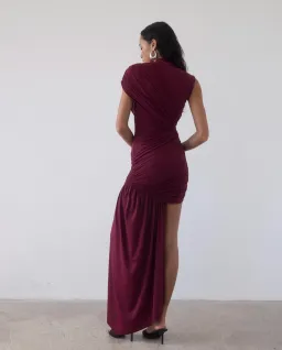 De La Vali Ravenna Mini Dress in Earth Spandex Red Jersey Size AU 6  for rent on The Volte - image 2