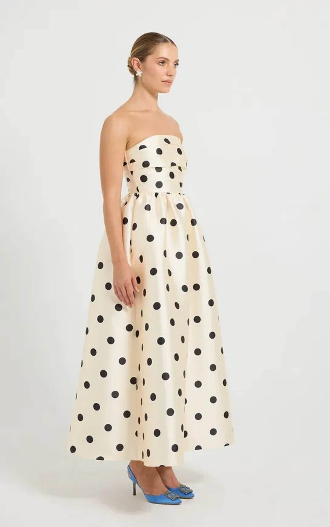 Pasduchas Dottie Strapless Midi Dress size 14 for rent on The Volte - main image