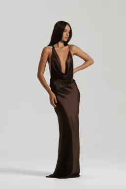  Natalie Rolt Gabi Gown in Espresso Size 0 /Au 6 for rent on The Volte - image 2