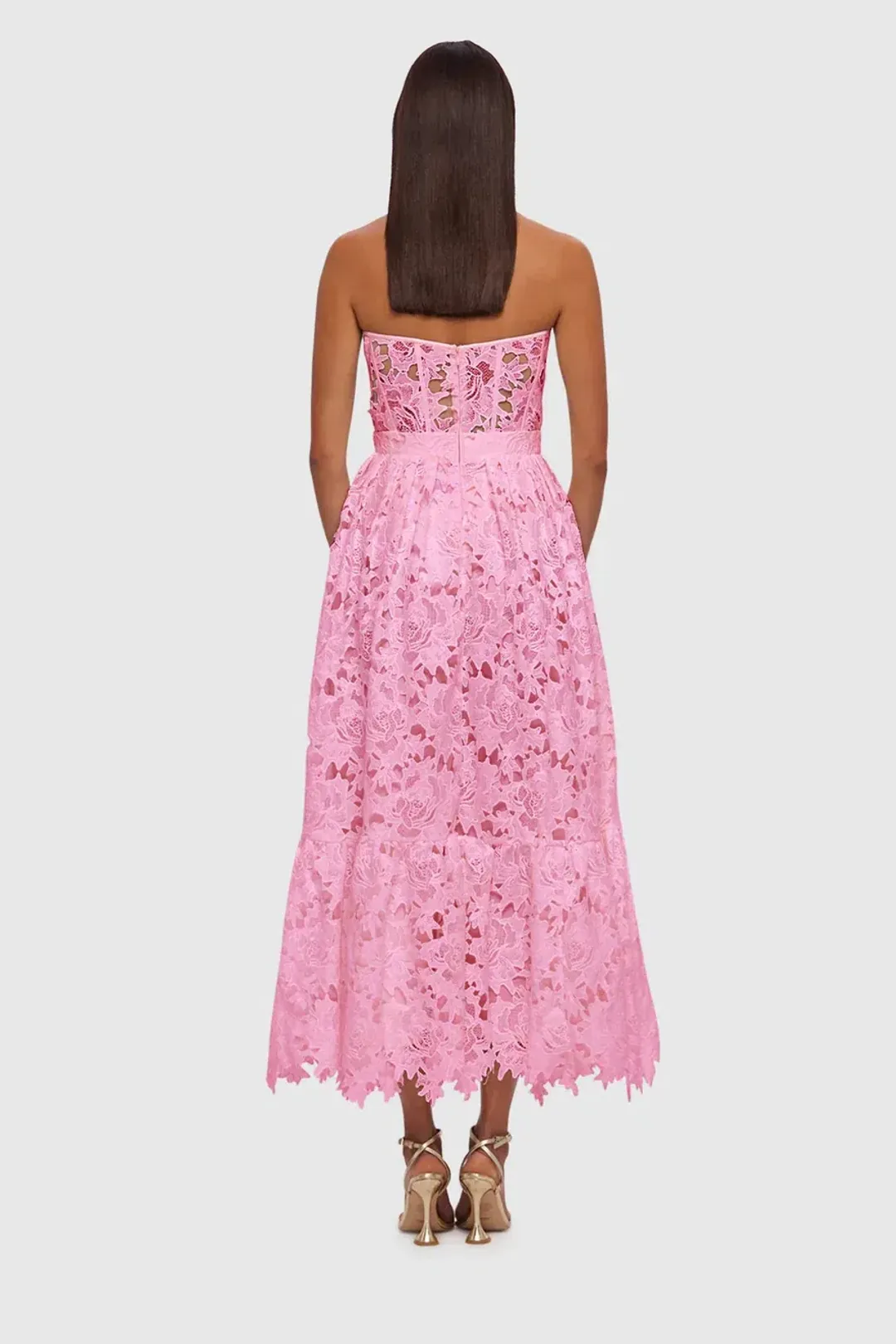 Leo Lin Emilia Bustier Dress Pink Size AU 12 for rent on The Volte - main image
