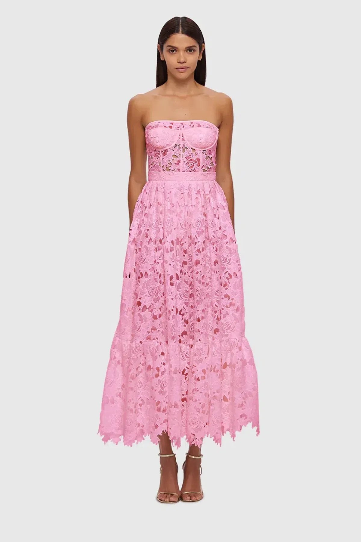 Leo Lin Emilia Bustier Dress Pink Size AU 12 for rent on The Volte - main image