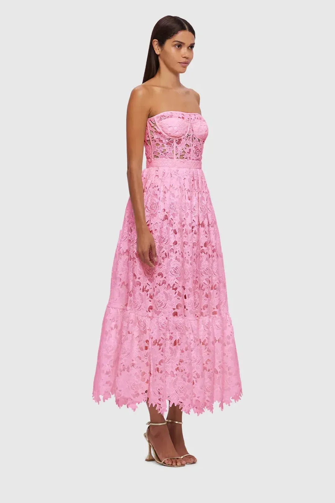 Leo Lin Emilia Bustier Dress Pink Size AU 12 for rent on The Volte - main image