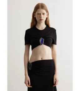 Christopher Esber Moodstone Ruched Crop T-Shirt and Maxi Skirt Black Size AU 8 for rent on The Volte - image 2