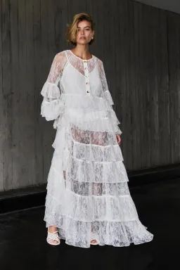 Aje Primrose Lace Maxi Dress White Size AU 4  for rent on The Volte - image 1