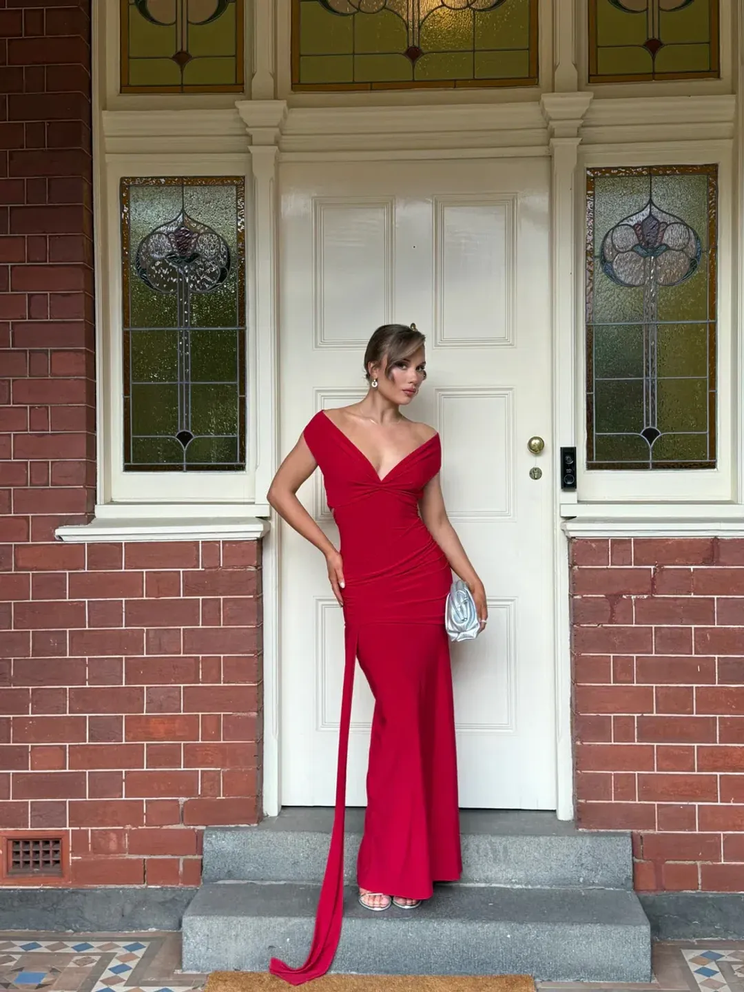 Deconduarte Ivana Jersey Maxi Dress in Pure Red Size M / AU 10 for rent on The Volte - main image