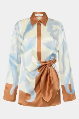 Sir the Label Sorrento Mini Shirt Dress in Sciarpa Print Size 0P / 6PETITE for rent on The Volte - image 5