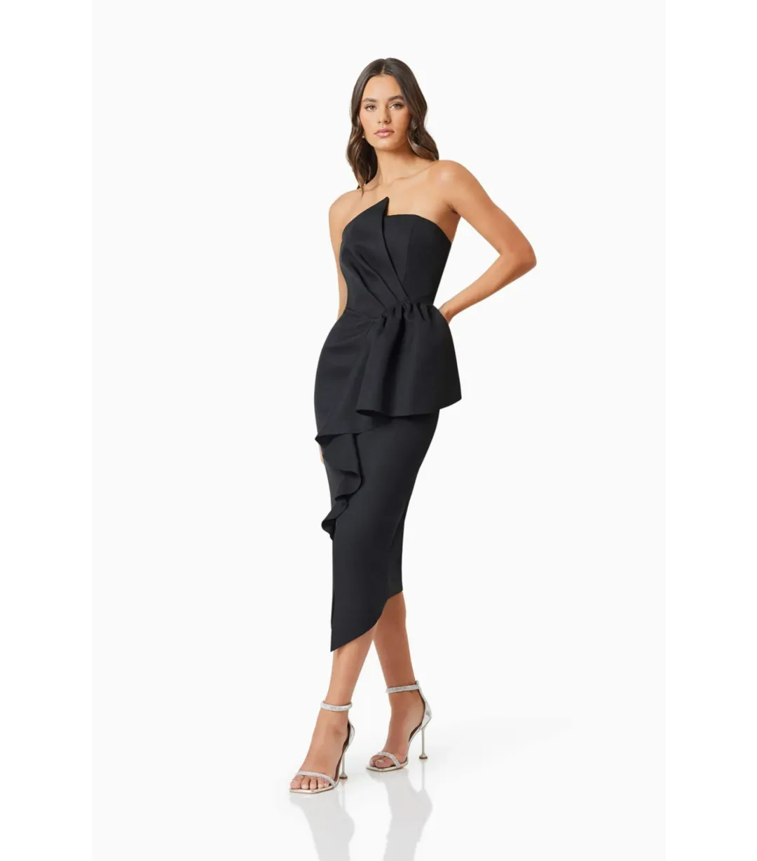 Elliatt Reception Midi Dress Black Size AU 12  for rent on The Volte - main image