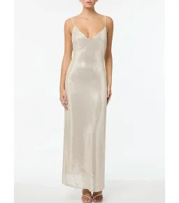 Manning Cartell High Voltage Slip Maxi Dress Nude Silver Sequin Size AU 6  for rent on The Volte - image 1