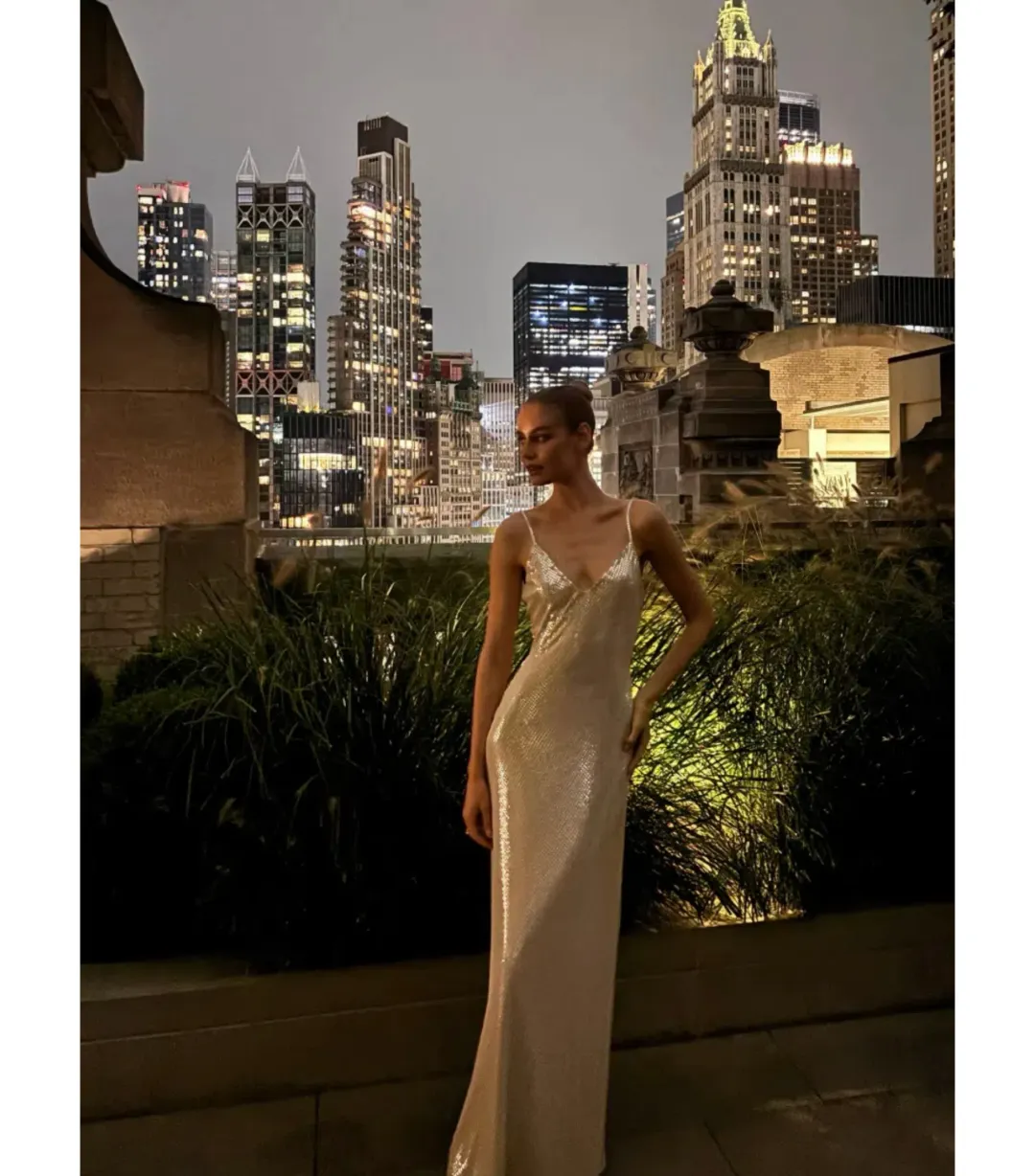Manning Cartell High Voltage Slip Maxi Dress Nude Silver Sequin Size AU 6  for rent on The Volte - main image
